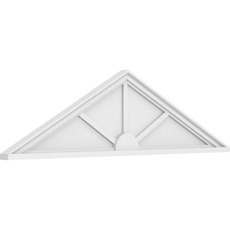 Peaked Cap 3 Spoke Architectural Grade PVC Pediment, 58W X 15-1/2H X 2P (Pitch 6/12)